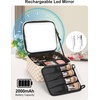 Relavel Travel Makeup Bag With LED Mirror, 16.2″ Large Makeup Train Case, 3 Color Scenarios Adjustable Brightness, Waterproof Makeup Train Case Organizer with DIY Dividers for Makeup Artist, Black(01-Plaid)