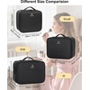 Relavel Travel Makeup Train Case, Portable Cosmetic Case Makeup Organizer, Professional Artist Storage Bag with Adjustable Dividers for Cosmetics Brushes, Birthday Gifts for Girls, Pink Stripe(Black S/M)