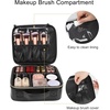 Relavel Travel Makeup Train Case, Portable Cosmetic Case Makeup Organizer, Professional Artist Storage Bag with Adjustable Dividers for Cosmetics Brushes, Birthday Gifts for Girls, Pink Stripe(Quilted Leather)