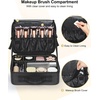 Relavel Travel Makeup Train Case, Portable Cosmetic Case Makeup Organizer, Professional Artist Storage Bag with Adjustable Dividers for Cosmetics Brushes, Birthday Gifts for Girls, Pink Stripe(Black S/M)