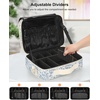 Relavel Travel Makeup Train Case, Portable Cosmetic Case Makeup Organizer, Professional Artist Storage Bag with Adjustable Dividers for Cosmetics Brushes, Birthday Gifts for Girls, Pink Stripe(Floral Print)