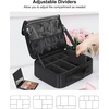 Relavel Travel Makeup Train Case, Portable Cosmetic Case Makeup Organizer, Professional Artist Storage Bag with Adjustable Dividers for Cosmetics Brushes, Birthday Gifts for Girls, Pink Stripe(Black S/M)