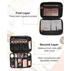 Relavel Travel Makeup Train Case, Portable Cosmetic Case Makeup Organizer, Professional Artist Storage Bag with Adjustable Dividers for Cosmetics Brushes, Birthday Gifts for Girls, Pink Stripe(Floral Print)