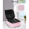 Relavel Travel Makeup Train Case, Portable Cosmetic Case Makeup Organizer, Professional Artist Storage Bag with Adjustable Dividers for Cosmetics Brushes, Birthday Gifts for Girls, Pink Stripe(Pink Pinstripe)