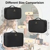 Relavel Travel Makeup Train Case, Portable Cosmetic Case Makeup Organizer, Professional Artist Storage Bag with Adjustable Dividers for Cosmetics Brushes, Birthday Gifts for Girls, Pink Stripe(Black M/L)