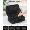 Relavel Travel Makeup Train Case, Portable Cosmetic Case Makeup Organizer, Professional Artist Storage Bag with Adjustable Dividers for Cosmetics Brushes, Birthday Gifts for Girls, Pink Stripe(Black)