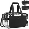 Relavel Clear Makeup Bag Extra Large Makeup Artist Kit Set, Cosmetic Storage Organizer Hair Stylist Traveling Bag, Transparent Tote Duffle Beach Toiletry Bag with Adjustable Dividers & Shoulder Strap(Clear with 2 small bags)