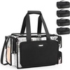 Relavel Clear Makeup Bag Extra Large Makeup Artist Kit Set, Cosmetic Storage Organizer Hair Stylist Traveling Bag, Transparent Tote Duffle Beach Toiletry Bag with Adjustable Dividers & Shoulder Strap(Clear with 4 Small Clear Bags)