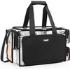 Relavel Clear Makeup Bag Extra Large Makeup Artist Kit Set, Cosmetic Storage Organizer Hair Stylist Traveling Bag, Transparent Tote Duffle Beach Toiletry Bag with Adjustable Dividers & Shoulder Strap(Clear)