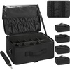 Relavel Extra Large Makeup Case Professional Cosmetic Storage Organizer Box Brush Holder with 4 Clear Set Bags & Lipstick Plate for Makeup Artists with Shoulder Strap & Adjustable Dividers(Black)