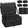 Relavel Extra Large Makeup Case with 4 Pcs Makeup Bags, Professional Makeup Artist Set Portable Nail Organizer Box Art Supply Case with Adjustable Dividers (5 Pack, black)(Black with 4 Clear Pouches)