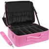 Relavel Extra Large Makeup Case with 4 Pcs Makeup Bags, Professional Makeup Artist Set Portable Nail Organizer Box Art Supply Case with Adjustable Dividers (5 Pack, black)(Black Rose Pink)