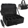 Relavel Extra Large Makeup Case with 4 Pcs Makeup Bags, Professional Makeup Artist Set Portable Nail Organizer Box Art Supply Case with Adjustable Dividers (5 Pack, black)(Black with Clear Bag)