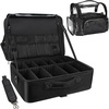 Relavel Extra Large Makeup Case with 4 Pcs Makeup Bags, Professional Makeup Artist Set Portable Nail Organizer Box Art Supply Case with Adjustable Dividers (5 Pack, black)(Black with Clear Makeup Case)