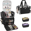 Relavel Hair Tools Travel Bag Hair Stylist Backpack Hairdresser Cosmetology Bag, Heat Insulation Full Layer for Curling Iron, Hair Straightener, Travel Accessories Train Case Barber Organizer, Black(Black With large clear bag)