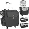 Relavel Hair Tools Travel Bag Hair Stylist Backpack Hairdresser Cosmetology Bag, Heat Insulation Full Layer for Curling Iron, Hair Straightener, Travel Accessories Train Case Barber Organizer, Black(XL Black with Wheels)