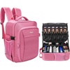 Relavel Makeup Backpack, Professional Travel Train Case Makeup Artist Kit Set Bag for Women Extra Large Cosmetic Organizer, Brush Storage Holder, with Adjustable High Dividers, Black(Rose Pink)