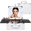 Relavel Makeup Bag with LED Mirror, Makeup Box Travel Train Case with Rechargeable Lighted Mirror & Adjustable Dividers, Cosmetic Brush Organizer Storage for Makeup Artists Gifts for Women and Girls(White)