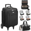 Relavel Rolling Makeup Case with 4 Small Makeup Bags, Large Make Up Travel Organizer with 2 big Wheels, Professional Lockable Makeup Artist Backpack with Adjustable Dividers for Daily Use – Black(1-Black with Clear Makeup Bag (6th Gen))