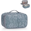 Relavel Travel Makeup Bag, Large Floral Cosmetic Bag with Makeup Brush Compartment, Portable Makeup Pouch for Women, Double Layer Makeup Organizer Bag Cute Toiletry Bag(01B-Floral Butterfly)