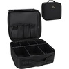Relavel Travel Makeup Train Case, Portable Cosmetic Case Makeup Organizer, Professional Artist Storage Bag with Adjustable Dividers for Cosmetics Brushes, Birthday Gifts for Girls, Pink Stripe(Black Plastic)