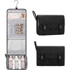 Small Hanging Toiletry Bag for Men and Women, Portable Hanging Organizer for Travel-Sized Shower Dopp Kit, Makeup Accessories, Waterproof Toiletries Organizer with 3 Compartments for Outdoor – Black(03 Black with Brush Board)