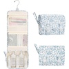image:imageSmall Hanging Toiletry Bag for Men and Women Portable Hanging Organizer for TravelSized Shower Dopp Kit Makeup Accessories Waterproof Toiletries Organizer with 3 Compartments for Outdoor  Black01 Blue Flower