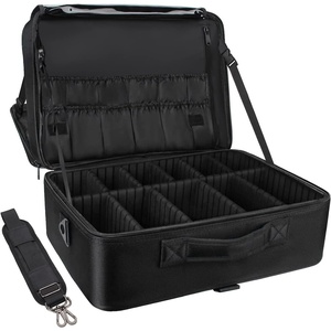 Relavel Extra Large Makeup Case with 4 Pcs Makeup Bags, Professional Makeup Artist Set Portable Nail Organizer Box Art Supply Case with Adjustable Dividers (5 Pack, black)(Black)