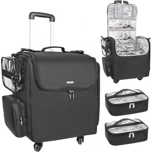 Relavel Hair Tools Travel Bag Hair Stylist Backpack Hairdresser Cosmetology Bag, Heat Insulation Full Layer for Curling Iron, Hair Straightener, Travel Accessories Train Case Barber Organizer, Black(XL Black with Wheels)