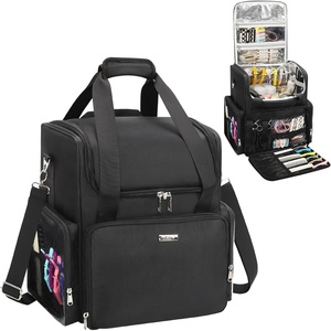 Relavel Hair Tools Travel Bag Hairstylist Traveling Bag Hairdresser Cosmetology Bag Storage Organizer Case for Hair Stylist Essentials, Barber Accessories with Adjustable Dividers and Shoulder Strap(Black)